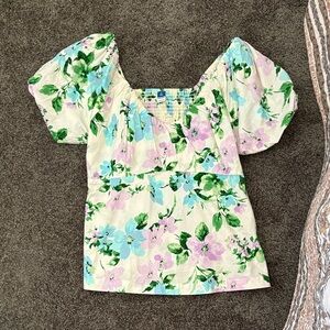 Floral Puff Sleeve Top